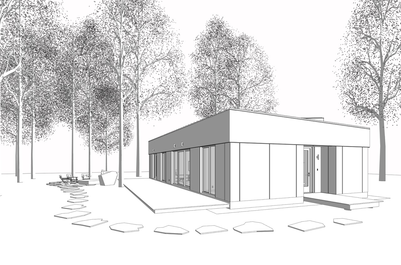 A rendering of a home pHdesign plans to build in the Catskills.