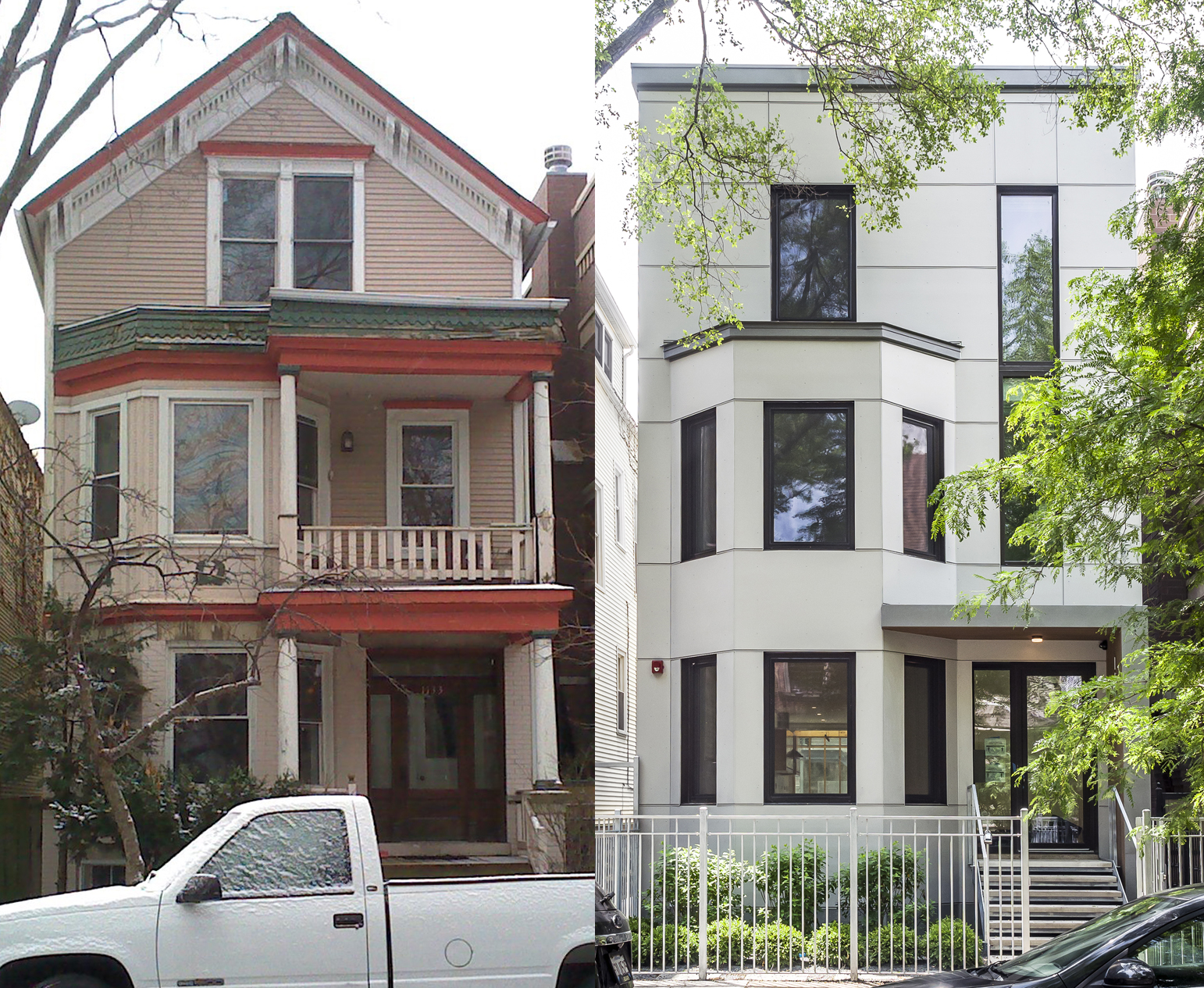 Before and after of the Ames Residence in Chicago, Illinois. Images courtesy of Phius