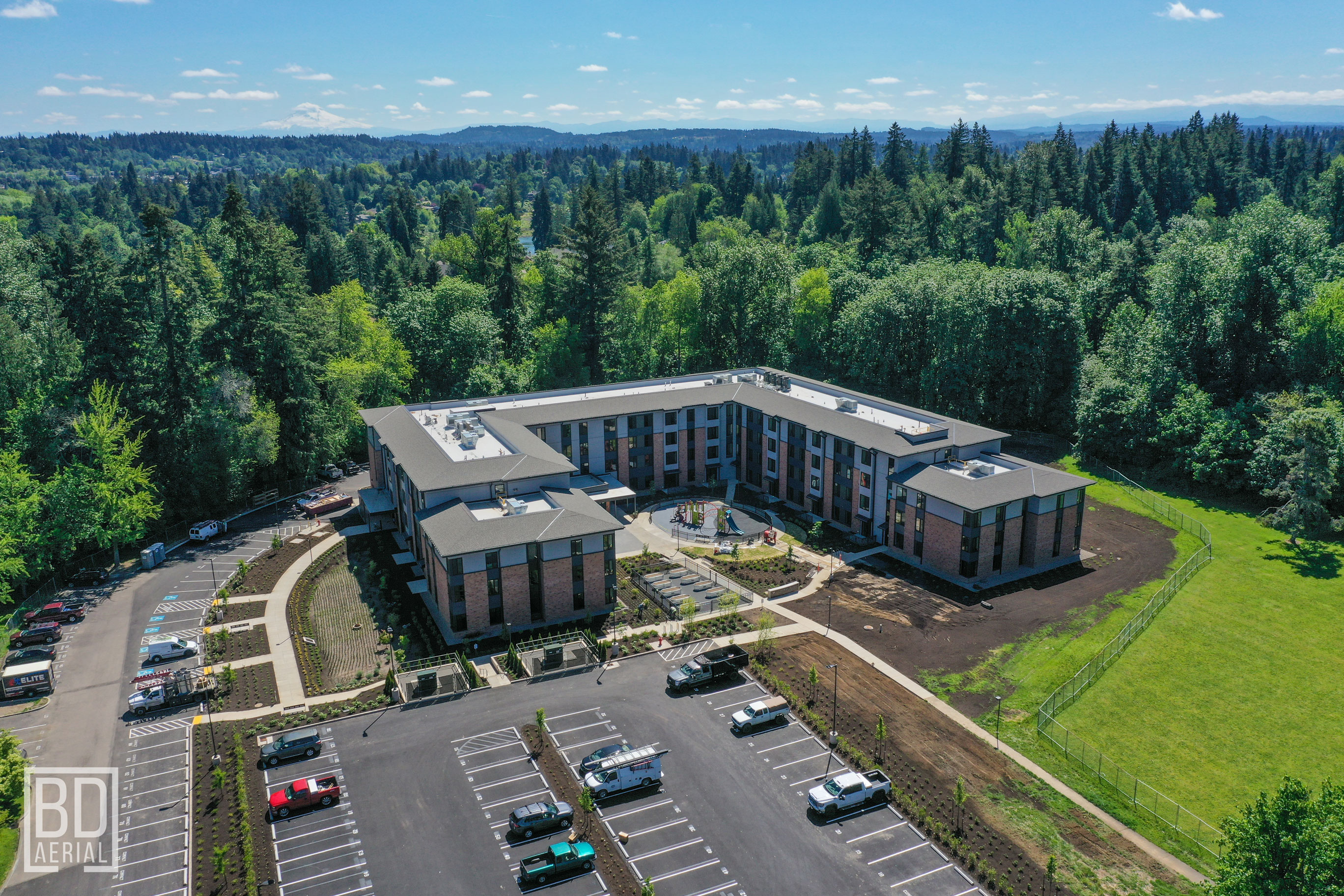 Mercy Greenbrae is located on the former site of Marylhurst University in suburban Portland. Photo here and above courtesy of BD Aerial