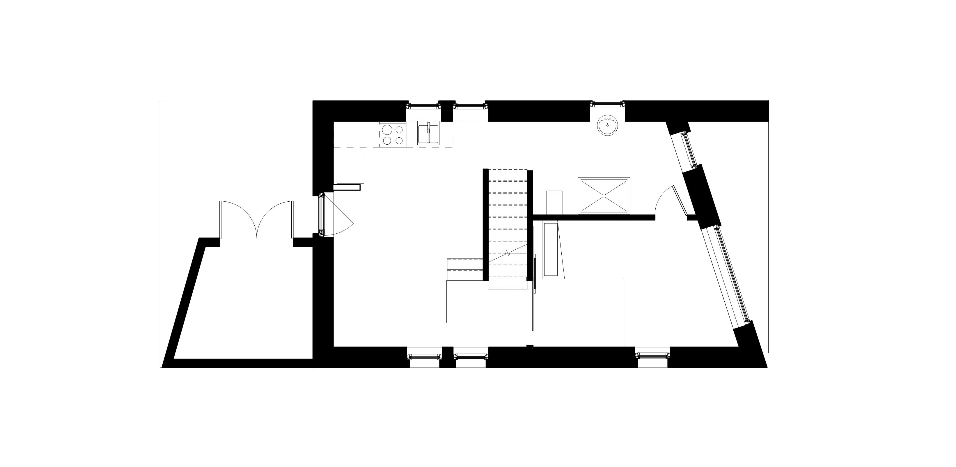 The cabin's first floor layout plan.