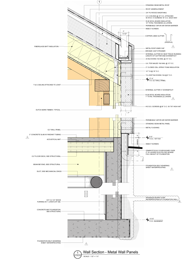 A rendering of the wall section with the metal wall panels. Rendering courtesy of Hamlin Design Group.