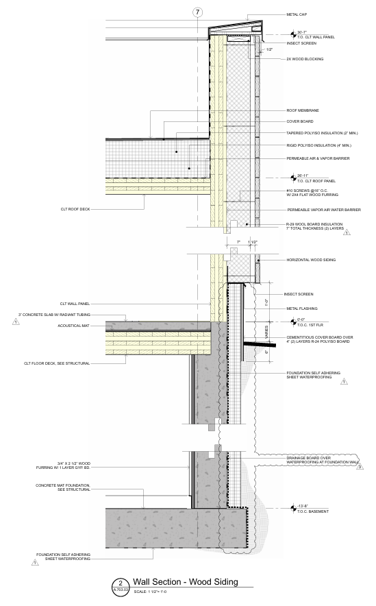 A rendering of the wall section with the wood siding. Rendering courtesy of Hamlin Design Group.