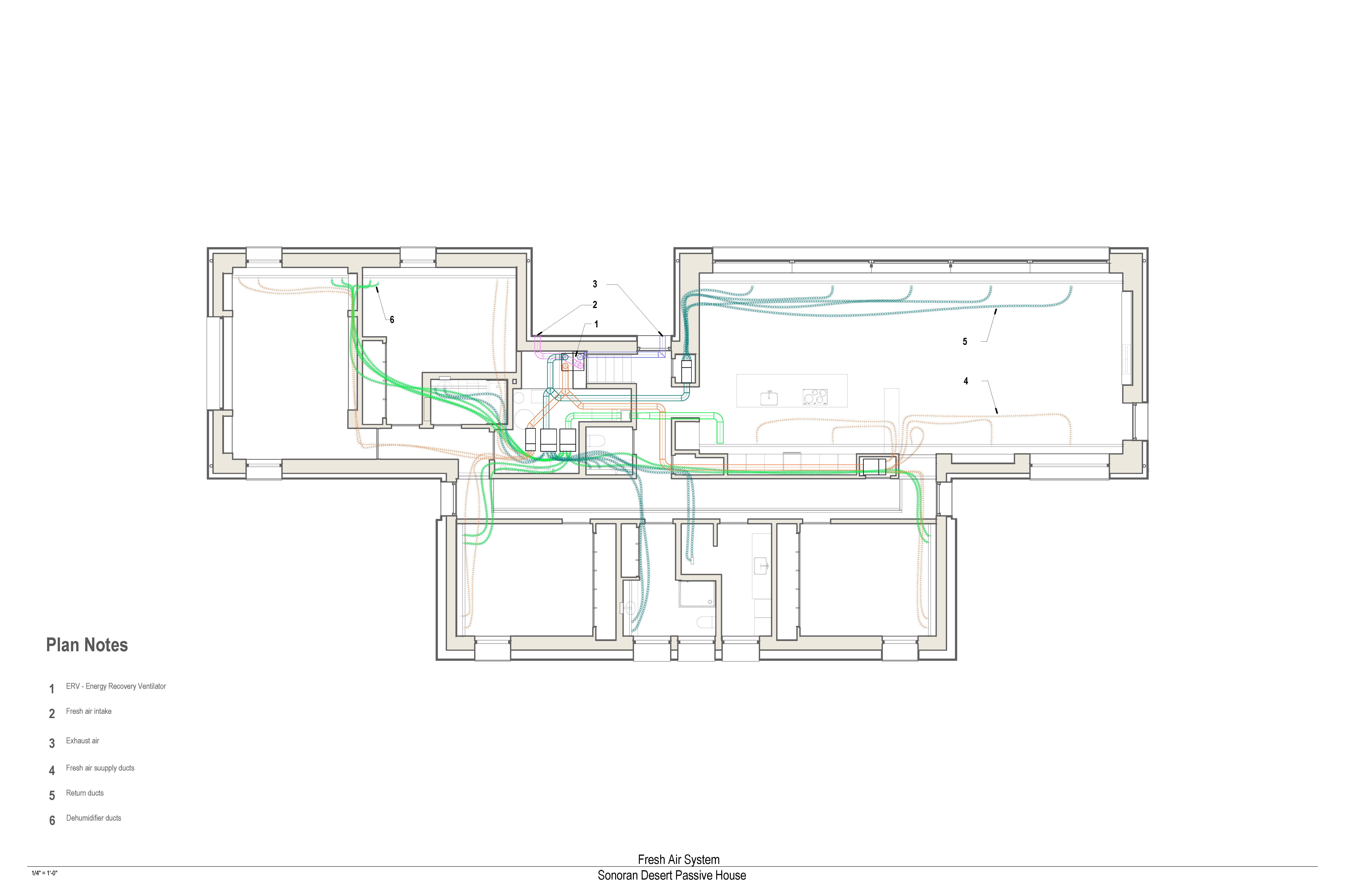 Figure 5a depicts the fresh air system for the home.