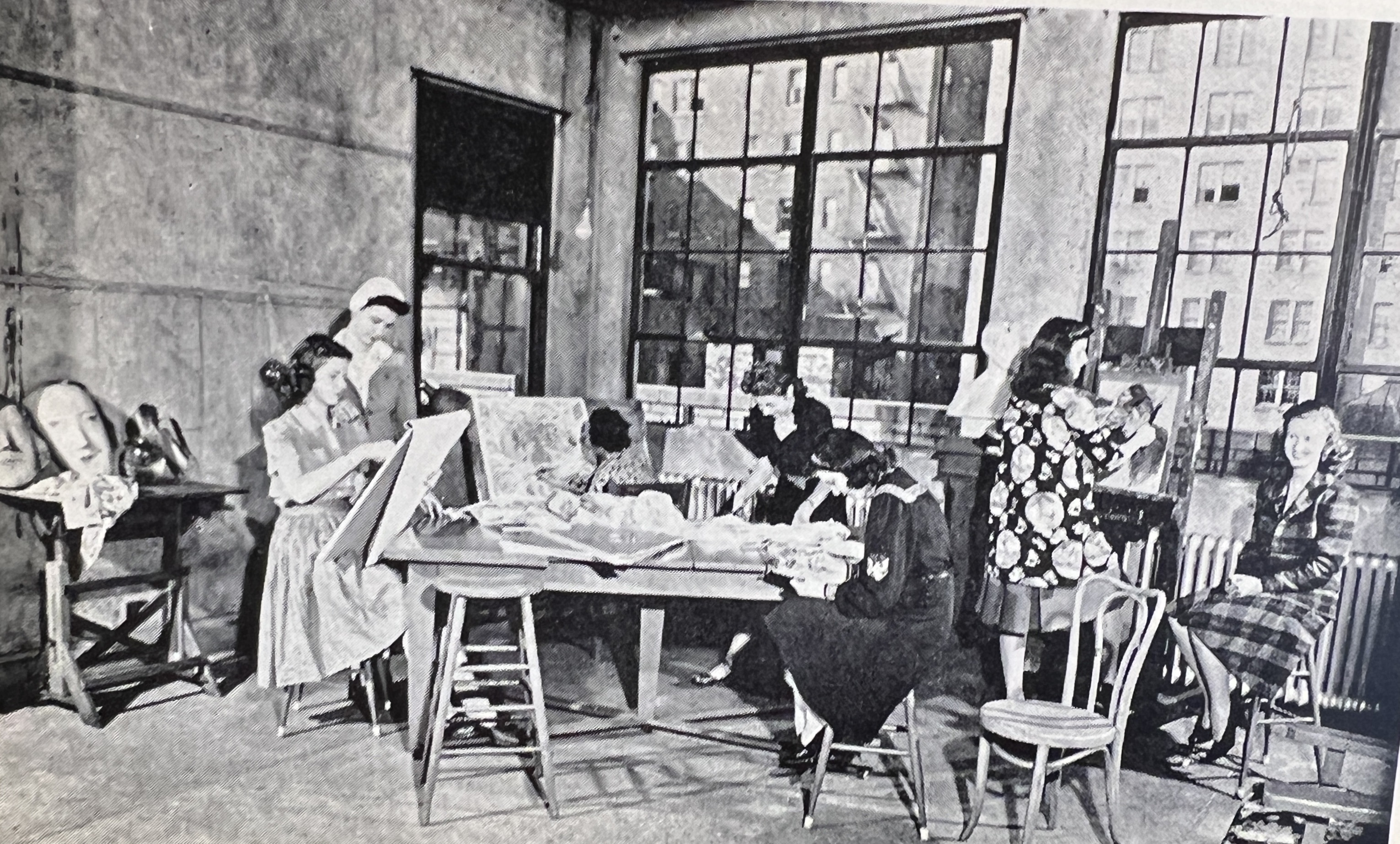 The art studio in the building's penthouse. Photo circa 1941.