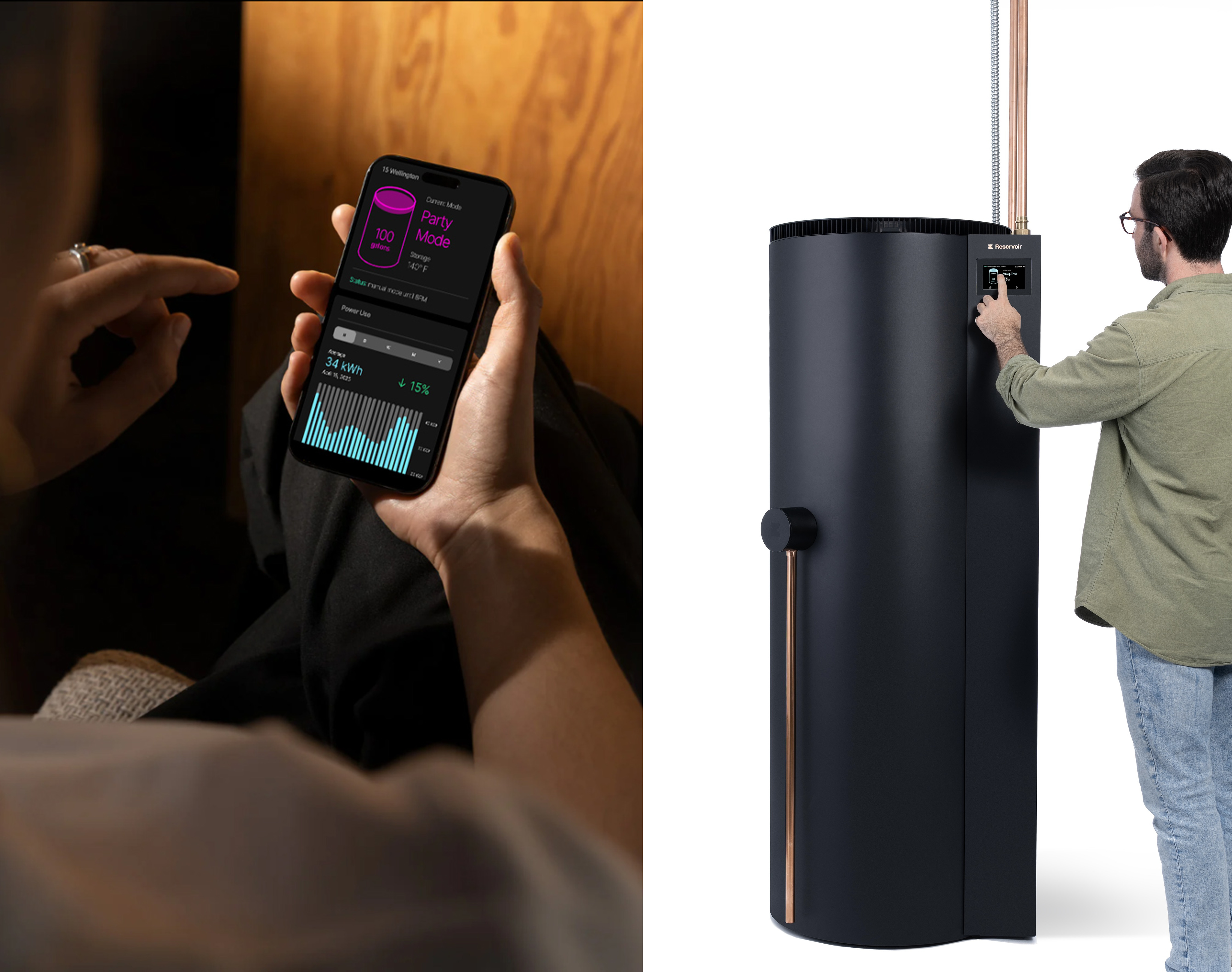 Optional smart controls give you the ability to make adjustments to your water heater with your smart phone.