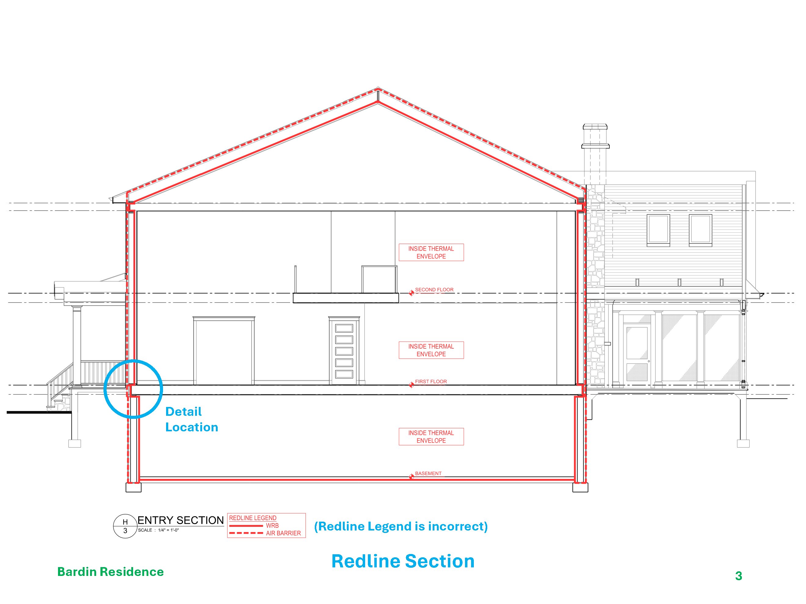 Figure 3 - BP delineated the redline air barrier, defining the thermal envelope.