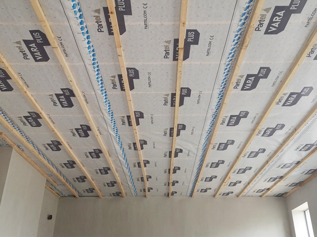 This ceiling has been outfitted with the VARA PLUS membrane.