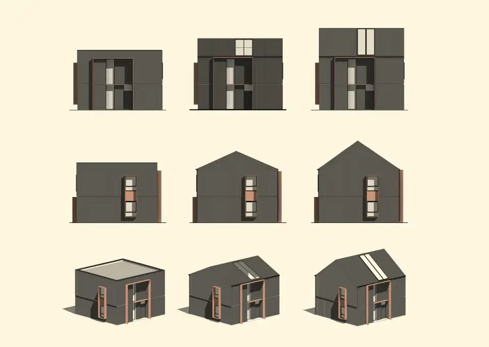 Example roof of Kiss House configurations
