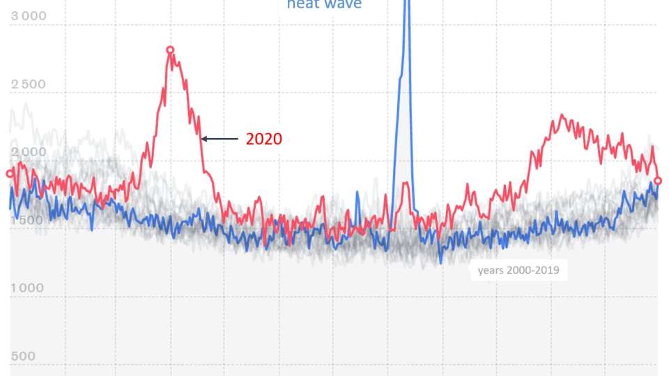 Figura 01   Deaths France 2003 Heat Wave vs 2020 Covid
