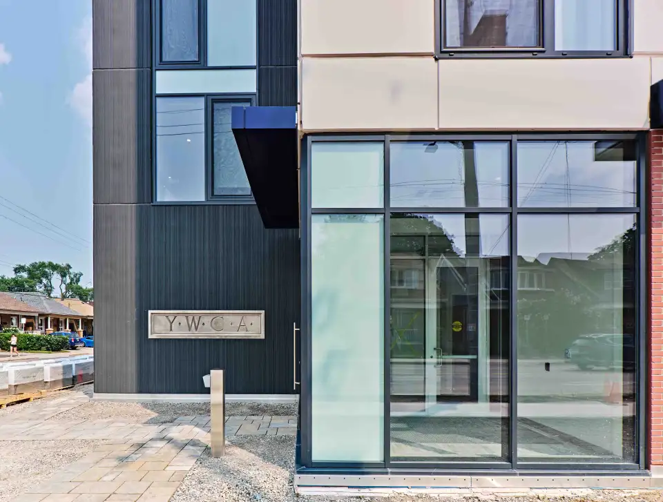 The Putman Family YWCA Passive House    The resident and community entrance