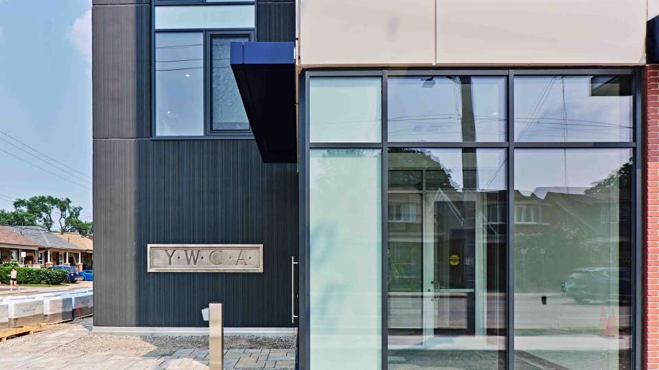The Putman Family YWCA Passive House    The resident and community entrance