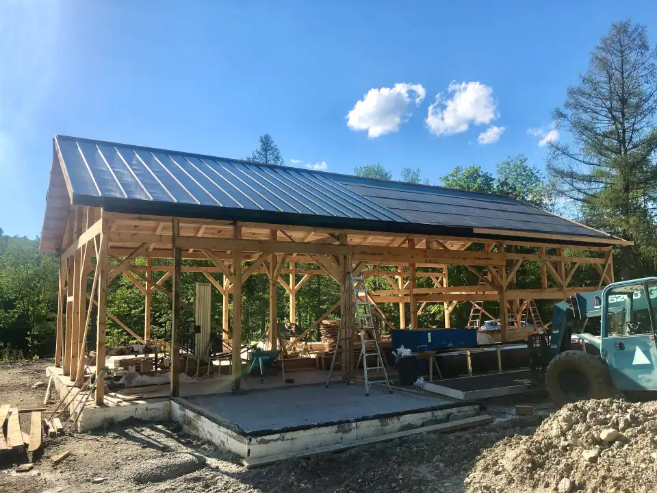 Timber Frame Shack Passive Sugar Shack to Achieve Net-Zero Carbon Emissions