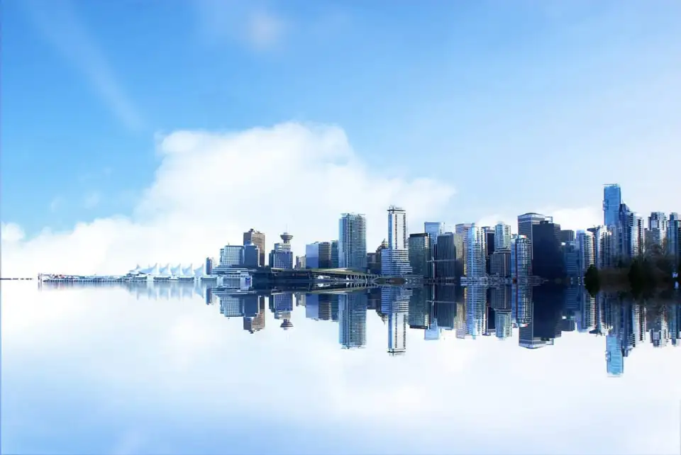 vancouver skyline cloud reflection