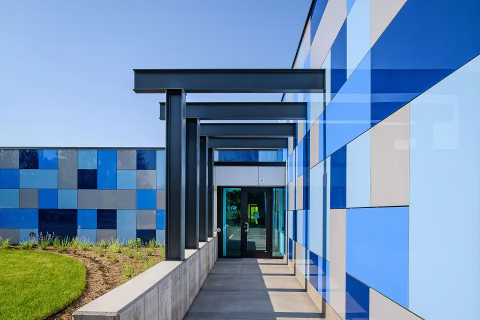 A closer look at the museum's new facade.