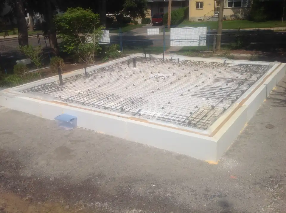 The foundation displays the modest footprint of Meager's home.