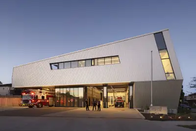 The new fire hall as seen from Knight Street. All photography by Ema Peter.