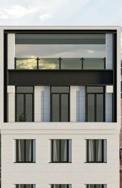 The facade of a new building on Manhattan's Upper West Side.