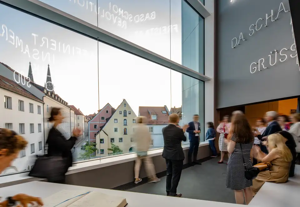 Window to the Old Town with a view of the Cathedral.